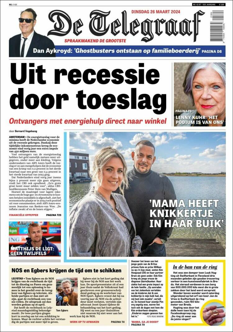 Portada de De Telegraaf (Pa&iacute;ses Bajos)