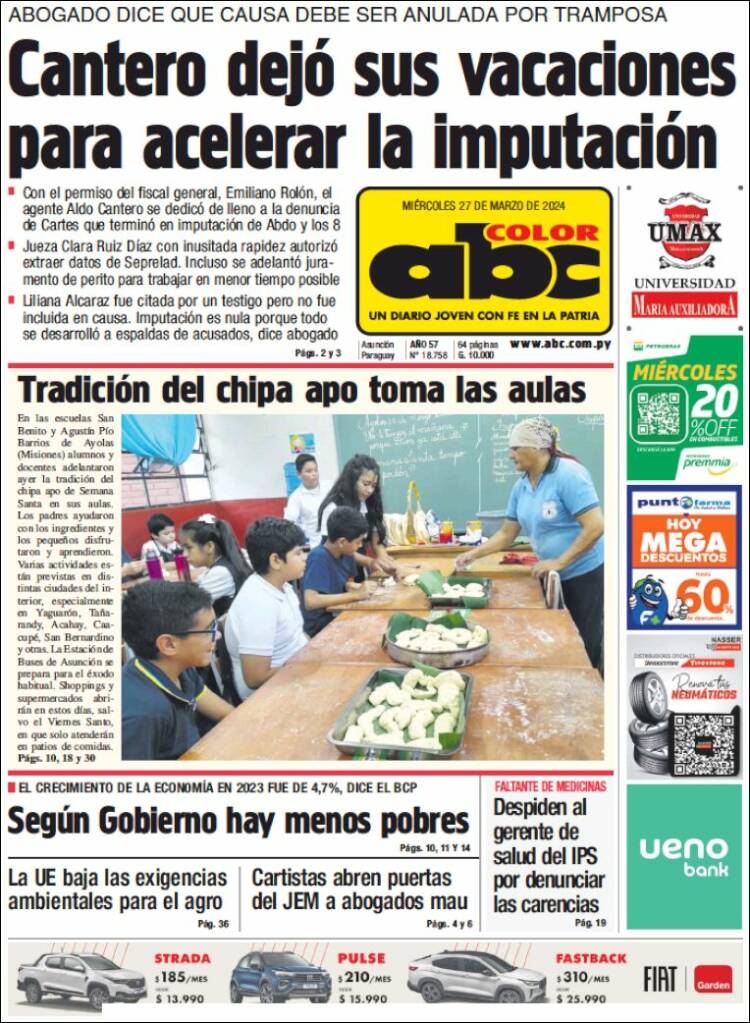 Portada de ABC Color (Paraguay)