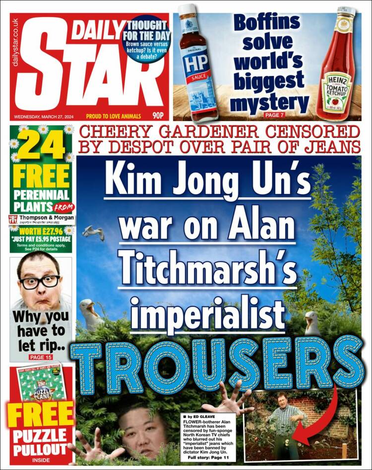 Portada de Daily Star (Reino Unido)