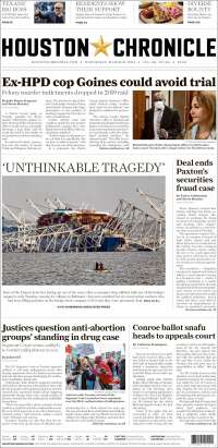 Portada de Houston Chronicle (USA)