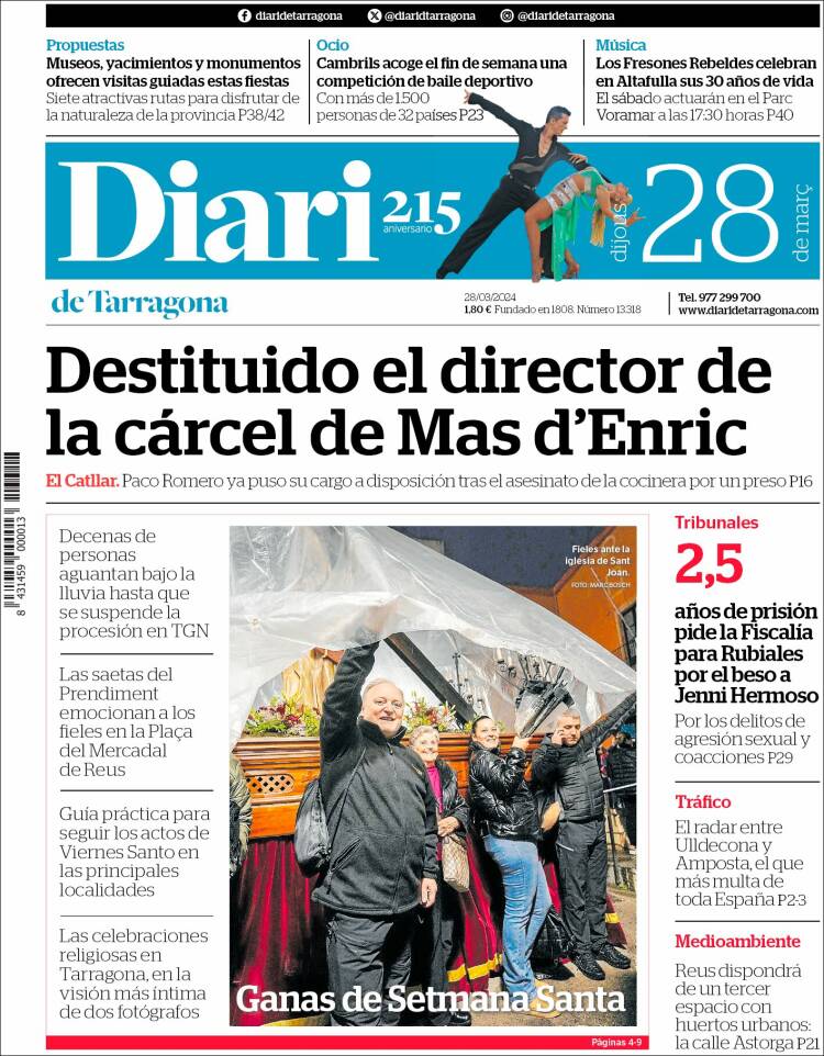 Portada de Diari de Tarragona (España)