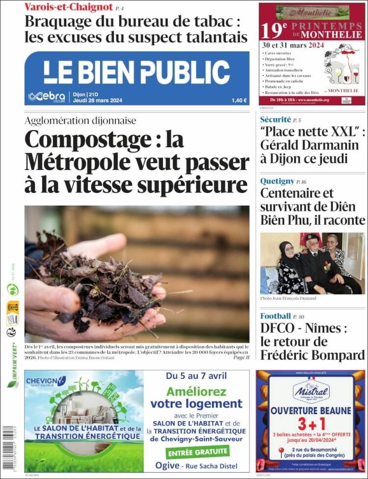 Portada de Le Bien Public (Francia)