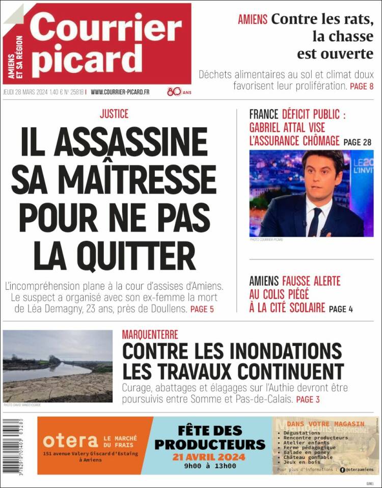 Portada de Courrier Picard (Francia)