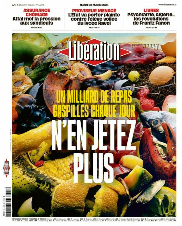 Portada de Libération (Francia)