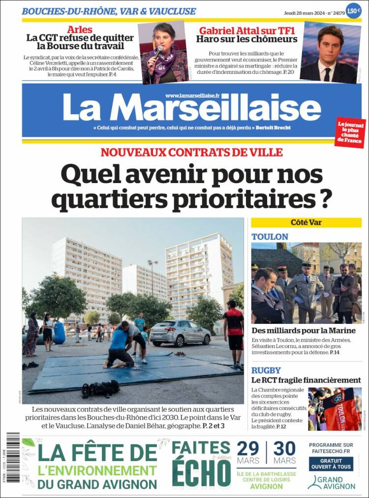 Portada de La Marseillaise (Francia)