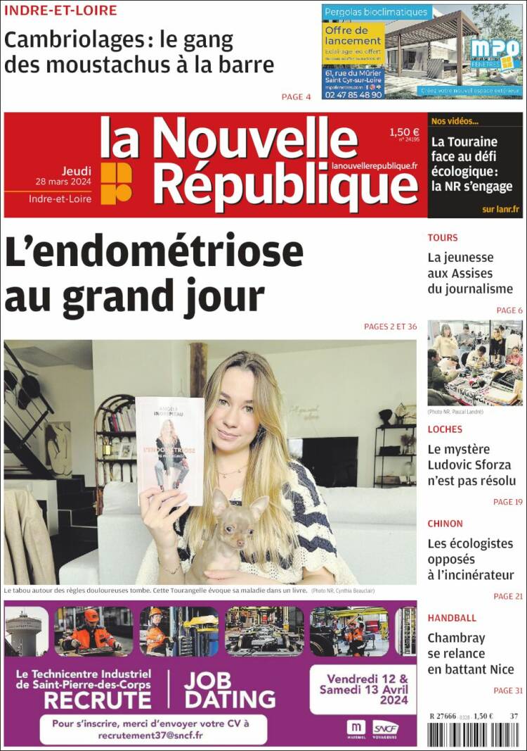 Portada de La Nouvelle Republique (Francia)