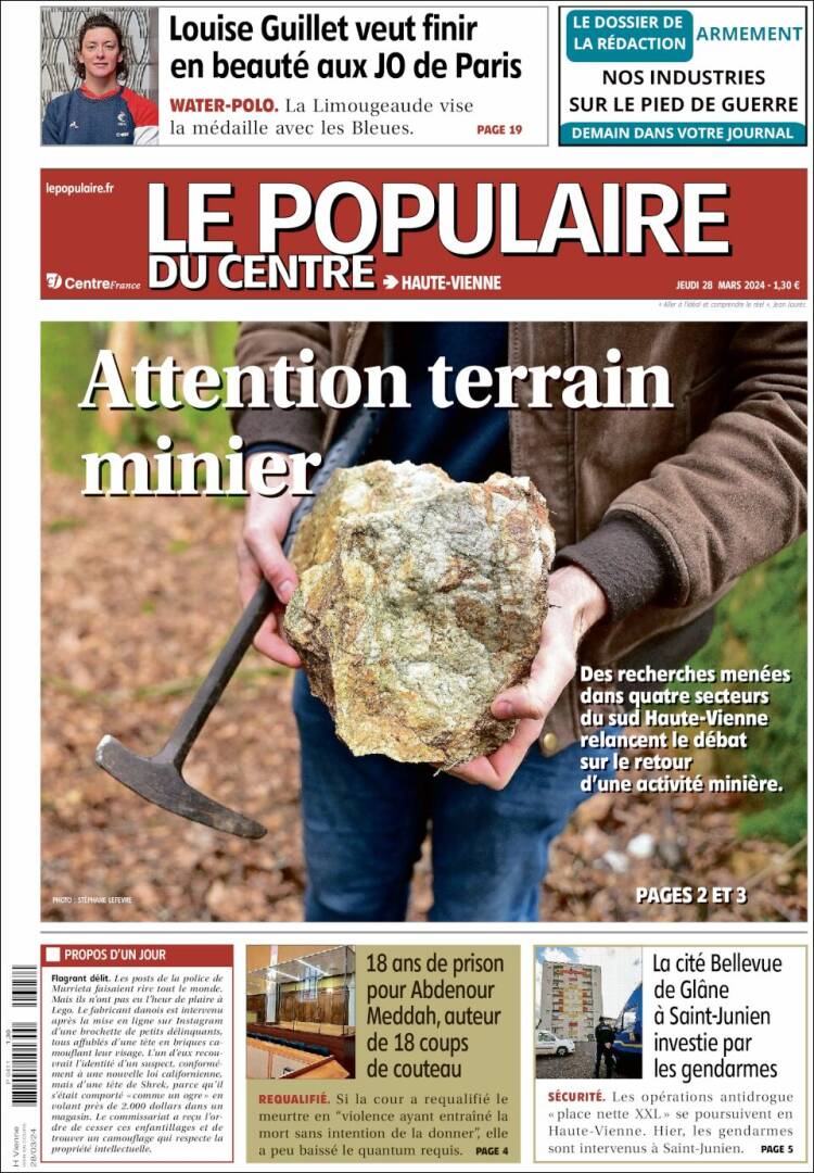 Portada de Le Populaire du Centre (Francia)