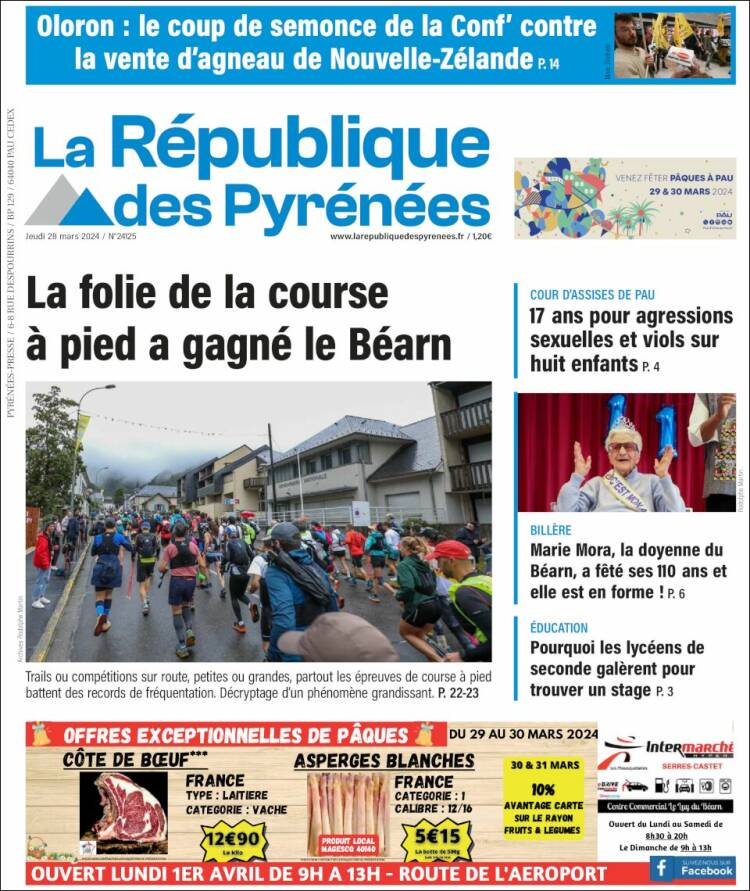 Portada de La République des Pyrénées (Francia)