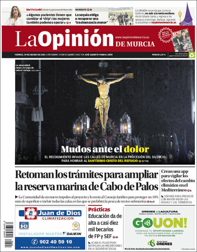 Portada de La Opinión de Murcia (España)