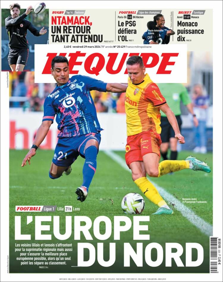 Portada de L'Equipe (Francia)