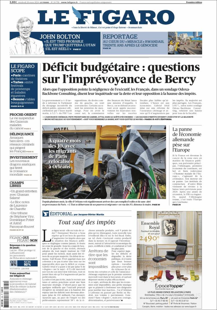 Portada de Le Figaro (Francia)