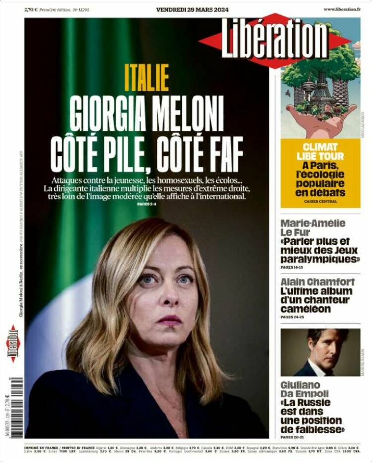Portada de Libération (Francia)