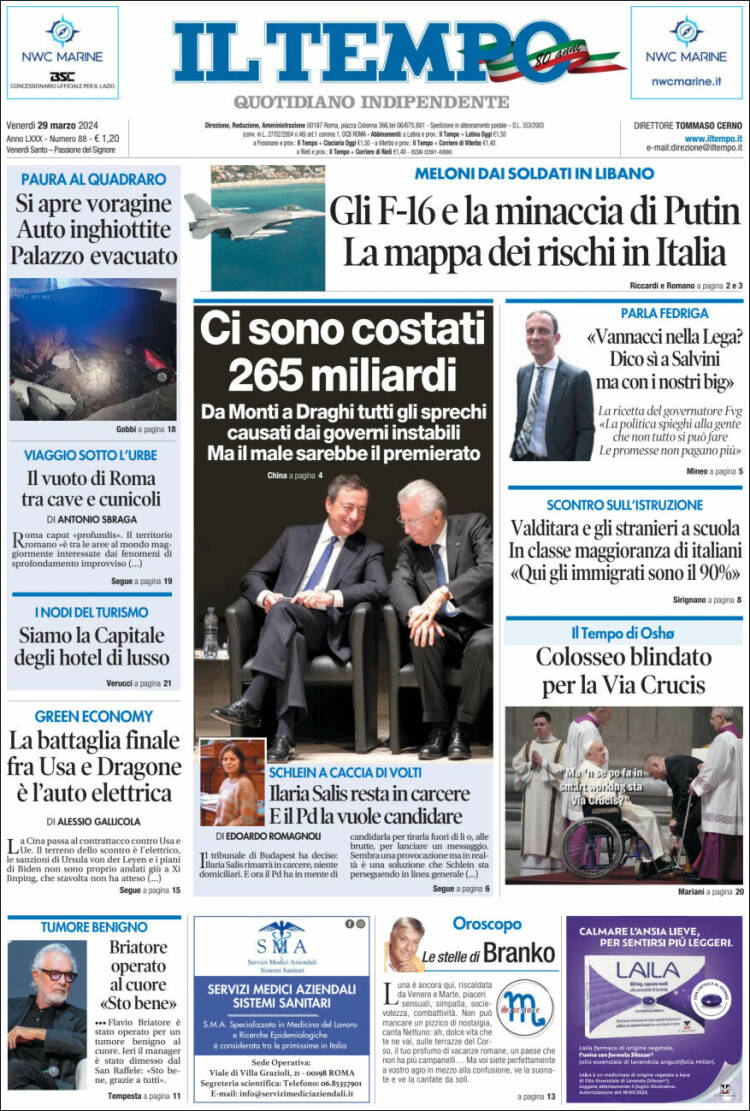 Portada de Il Tempo (Italia)