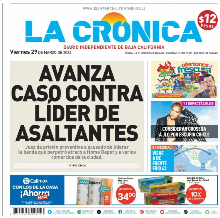 Portada de La Crónica de Baja California (México)