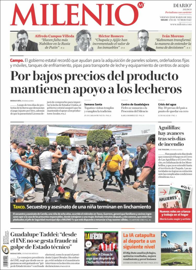Portada de Milenio - Jalisco (México)