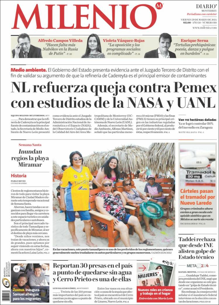 Portada de Milenio de Monterrey (México)