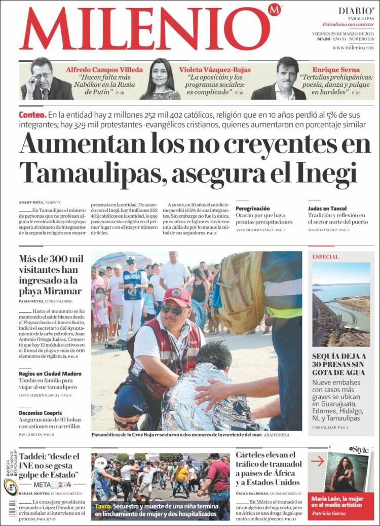 Portada de Milenio - Tamaulipas (México)