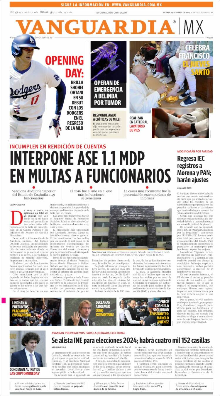 Portada de Vanguardia (México)