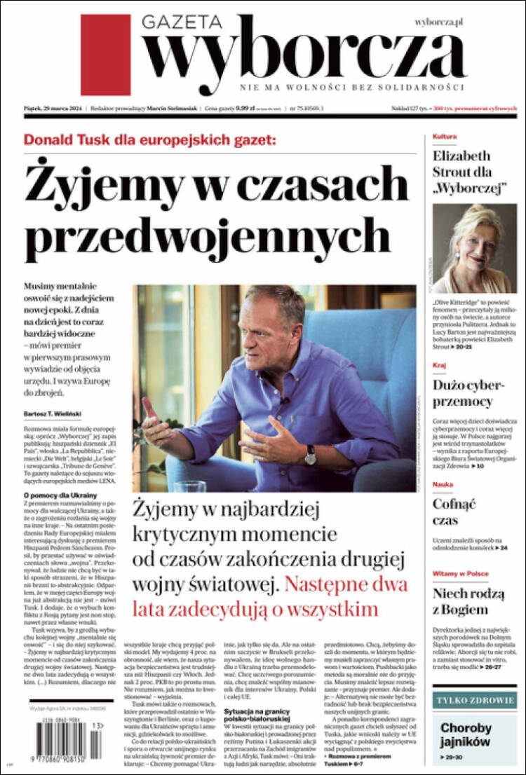 Portada de Gazeta Wyborcza (Polonia)