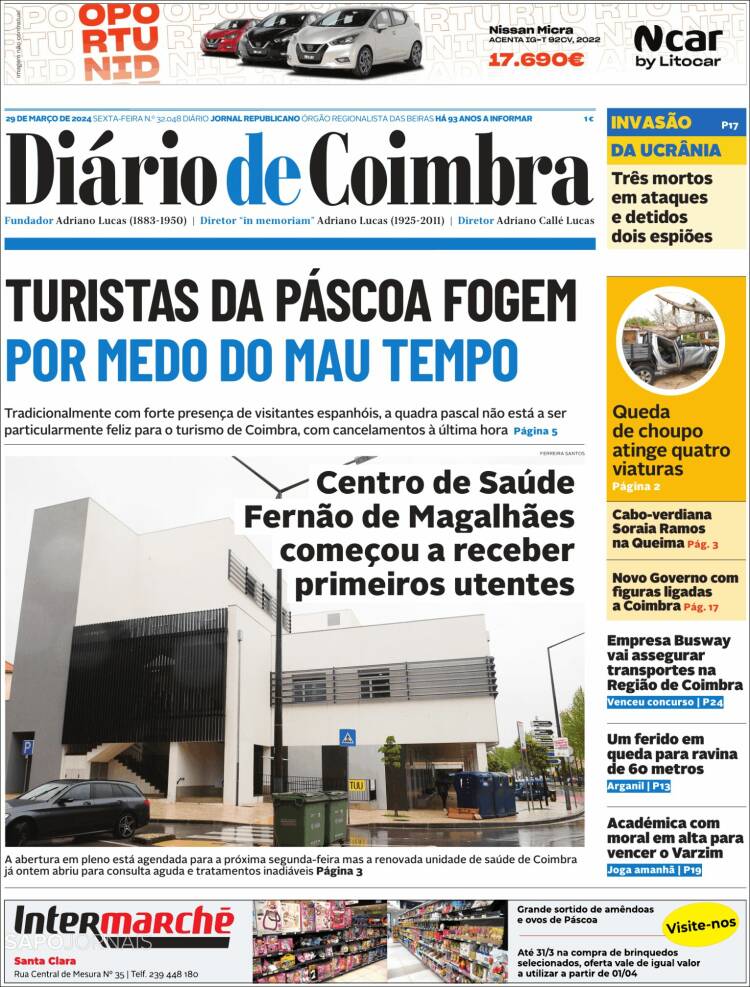 Portada de Diário de Coimbra (Portugal)