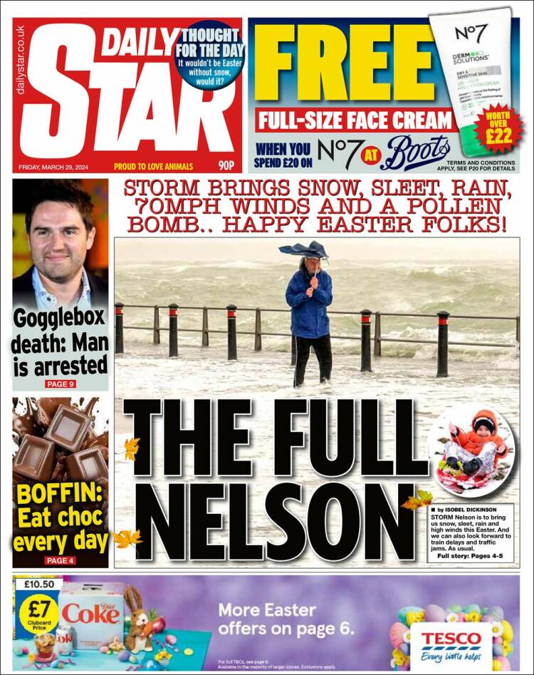 Portada de Daily Star (Reino Unido)