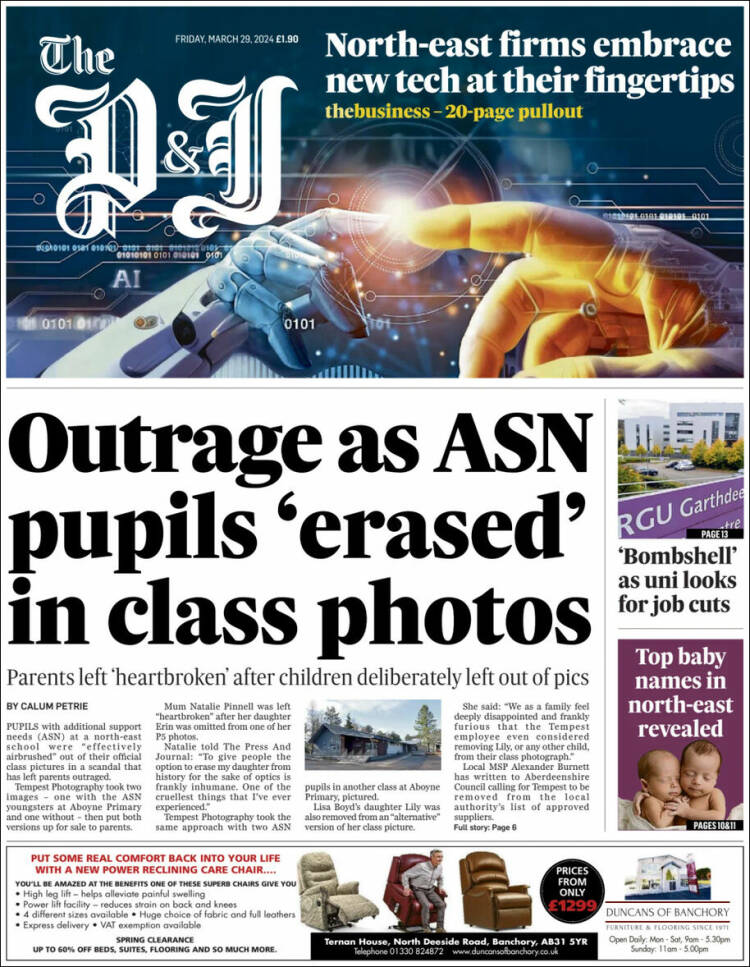 Portada de The Press and Journal (Reino Unido)