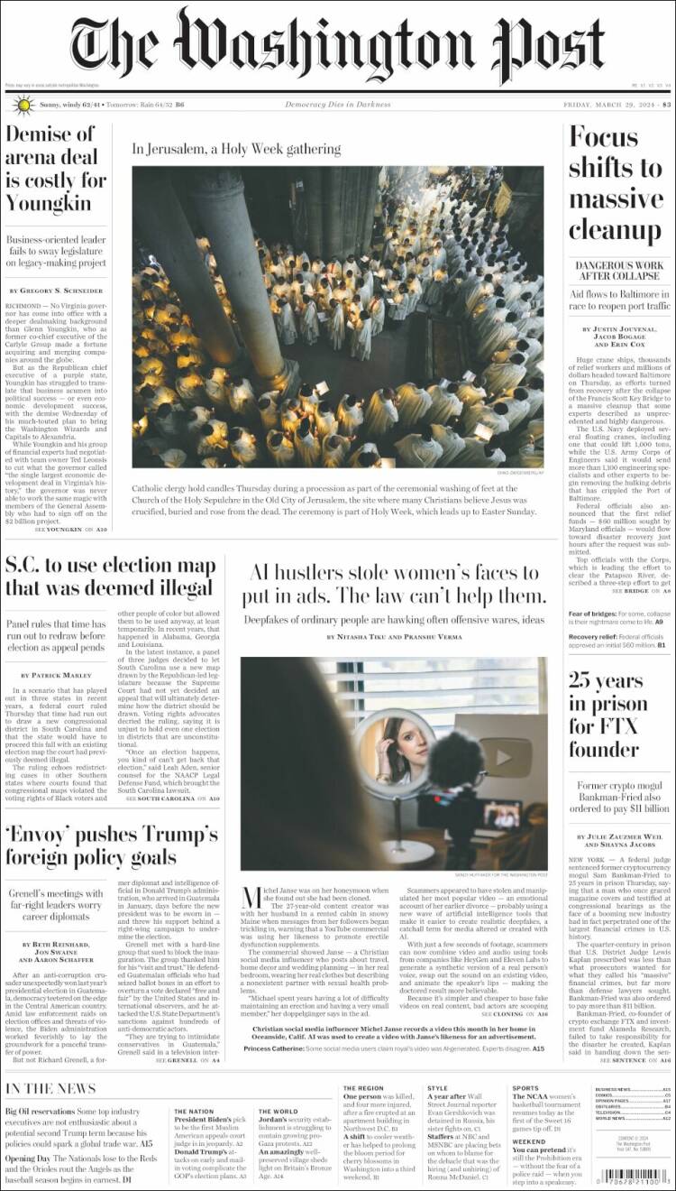 Portada de The Washington Post (USA)