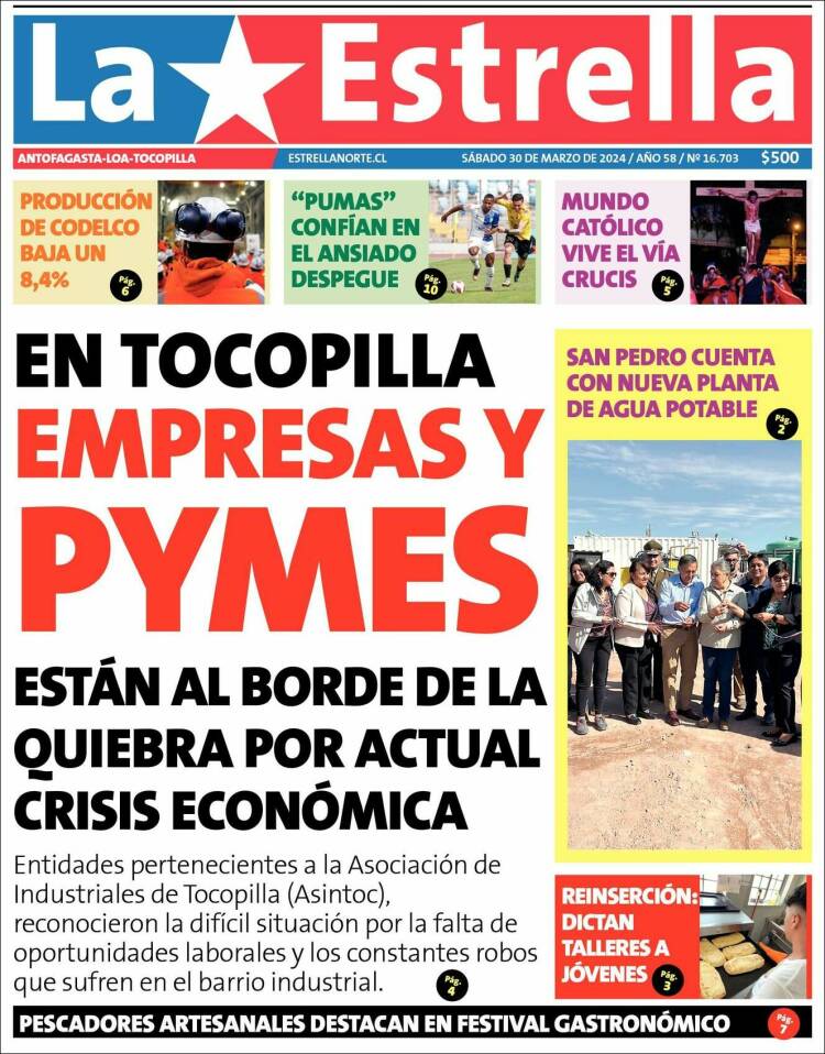 Portada de La Estrella de Tocopilla (Chile)