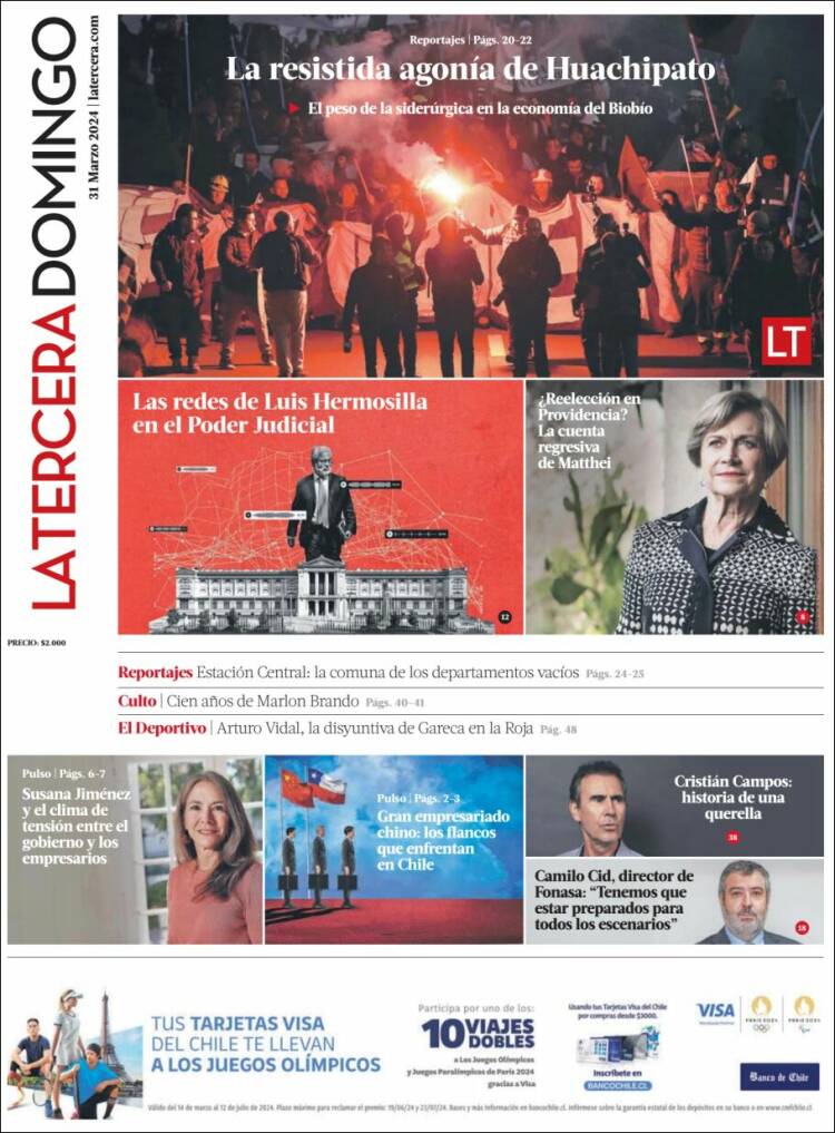 Portada de La Tercera (Chile)