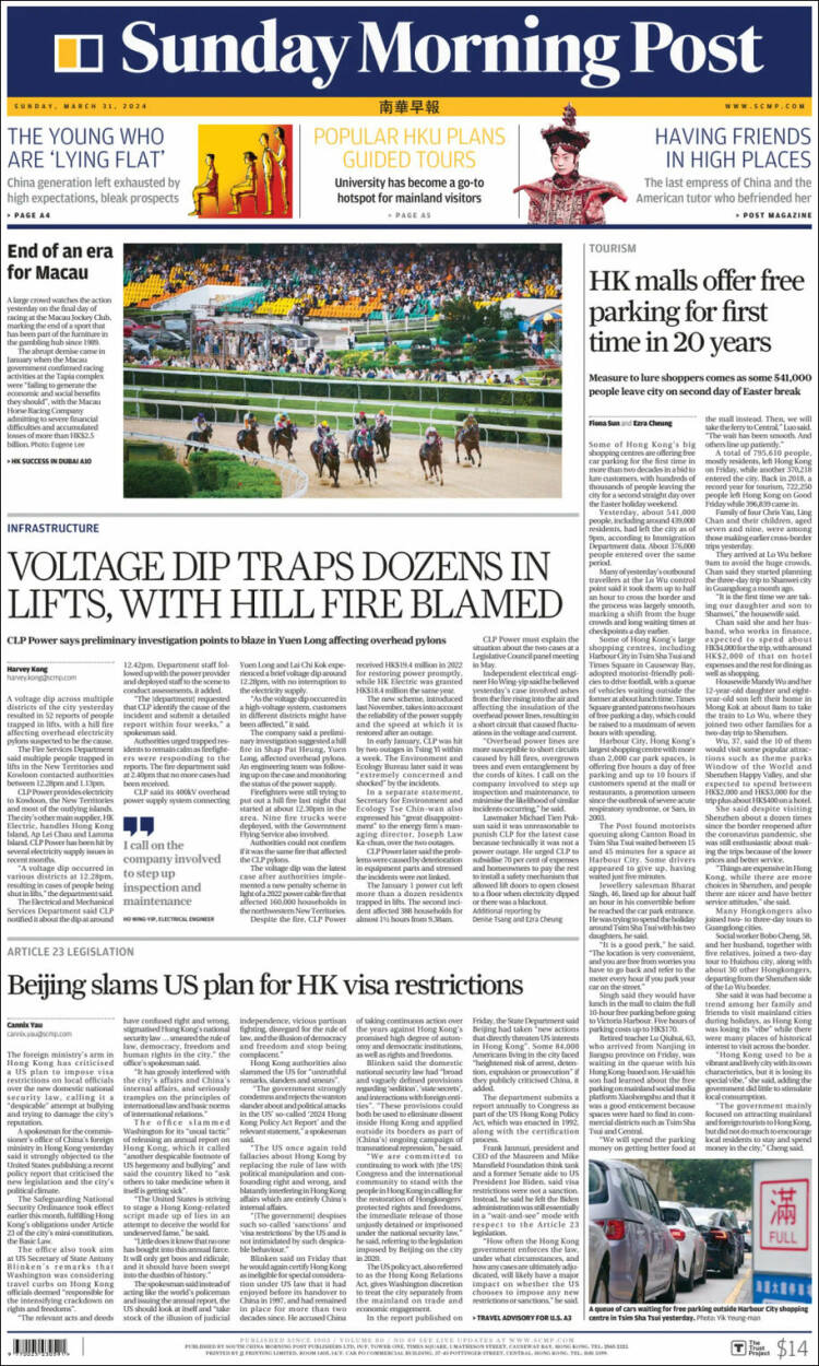 Portada de South China Morning Post (China)