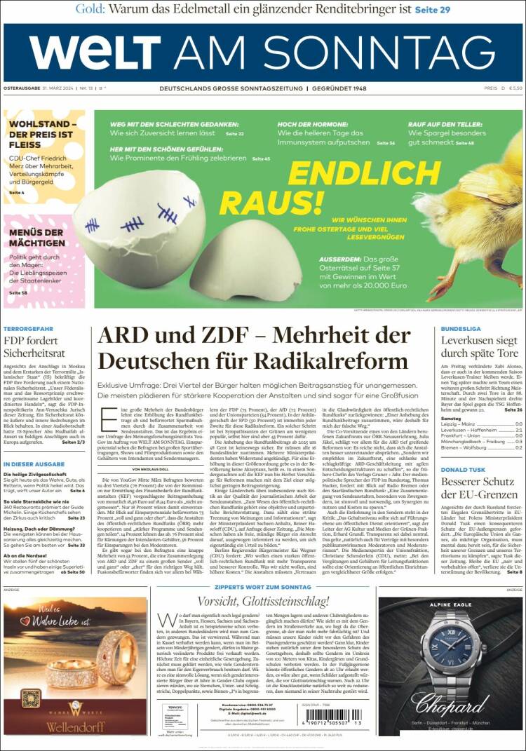 Portada de Die Welt (Alemania)