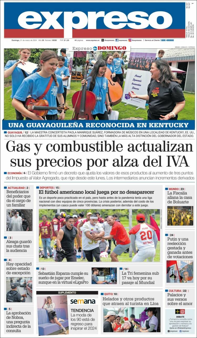 Portada de Expreso (Ecuador)