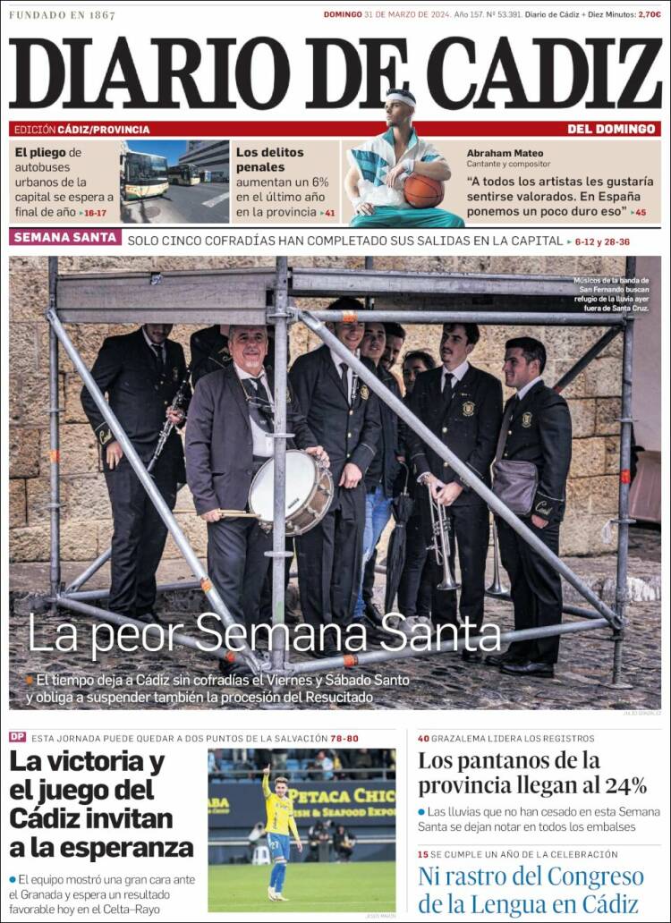 Portada de Diario de Cádiz (España)