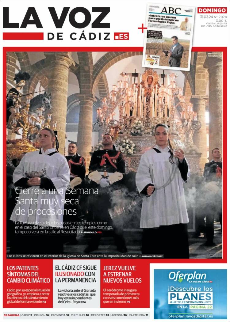 Portada de La Voz de Cádiz (España)