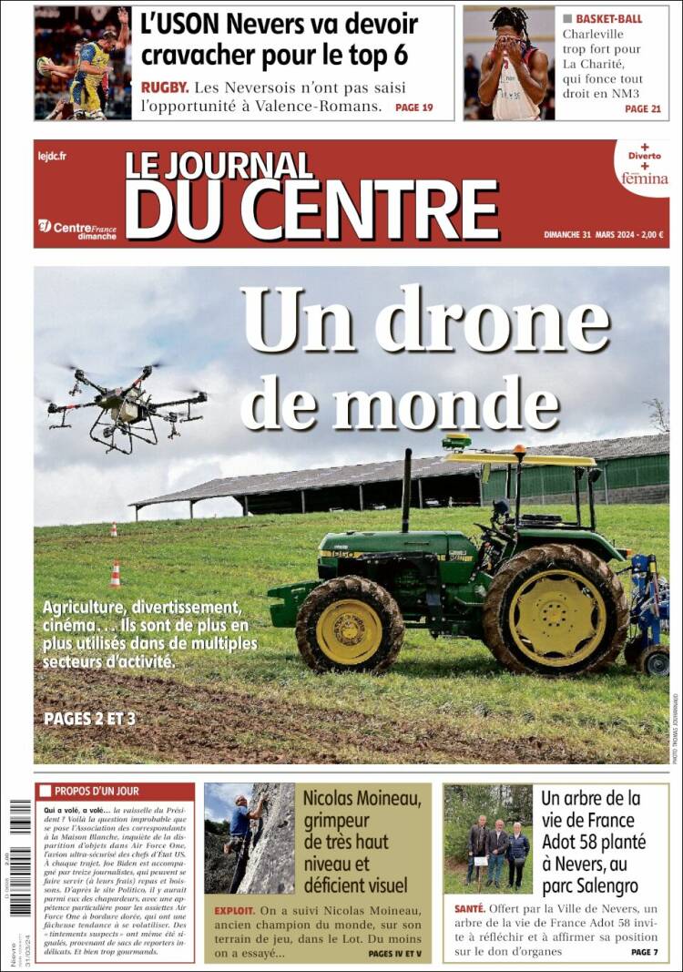 Portada de Le Journal du Centre (Francia)