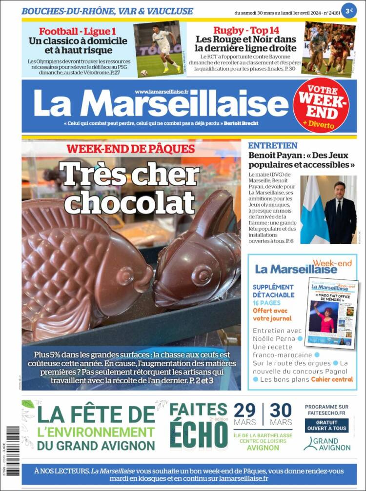 Portada de La Marseillaise (Francia)