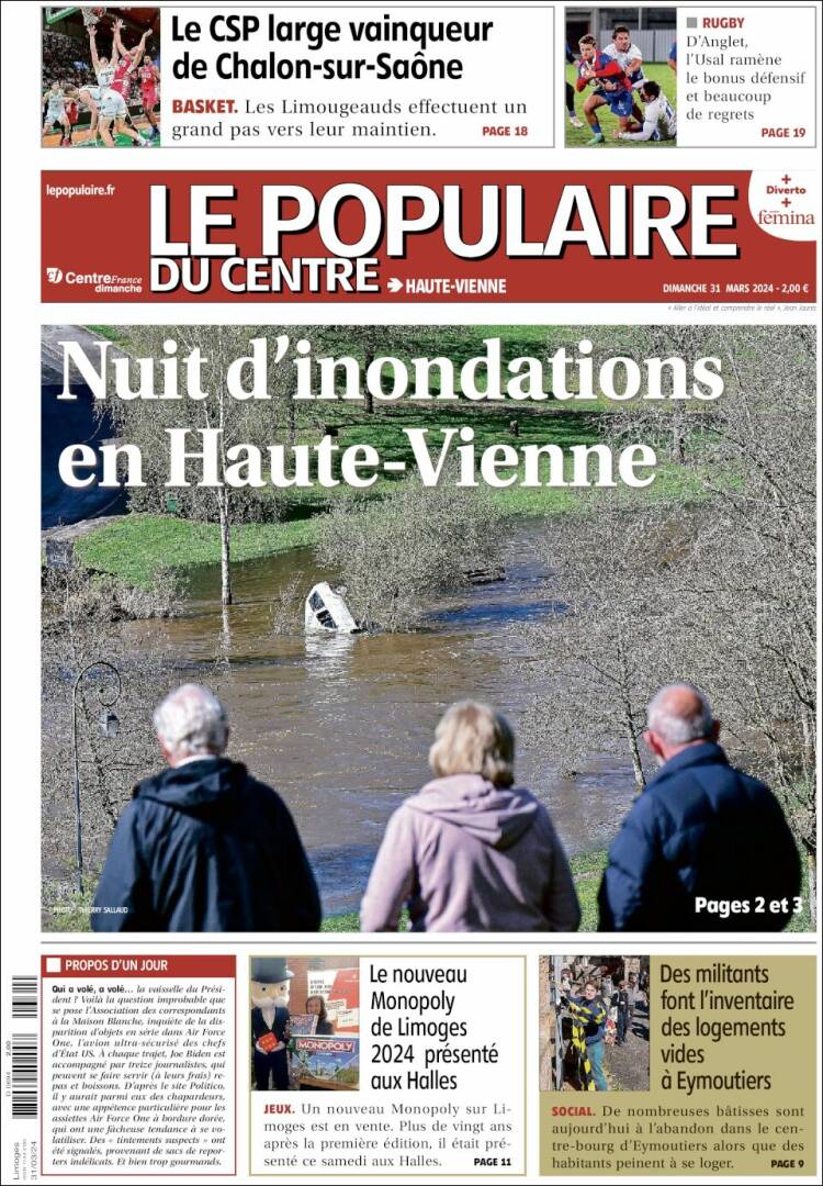 Portada de Le Populaire du Centre (Francia)