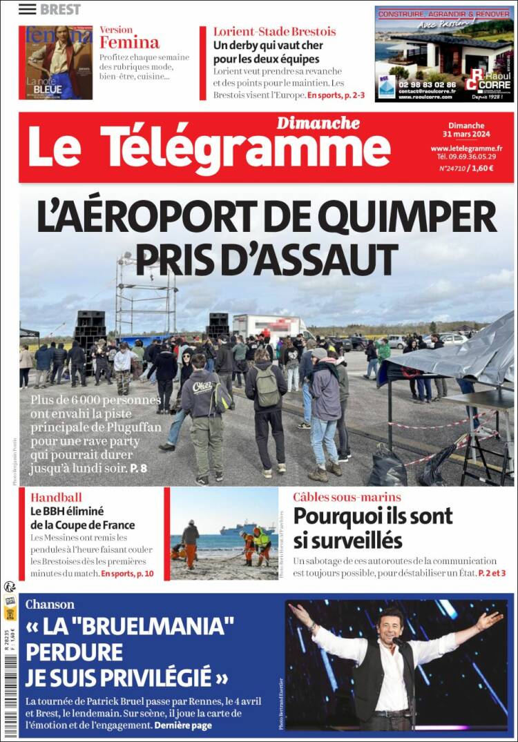 Portada de Télégramme (Francia)