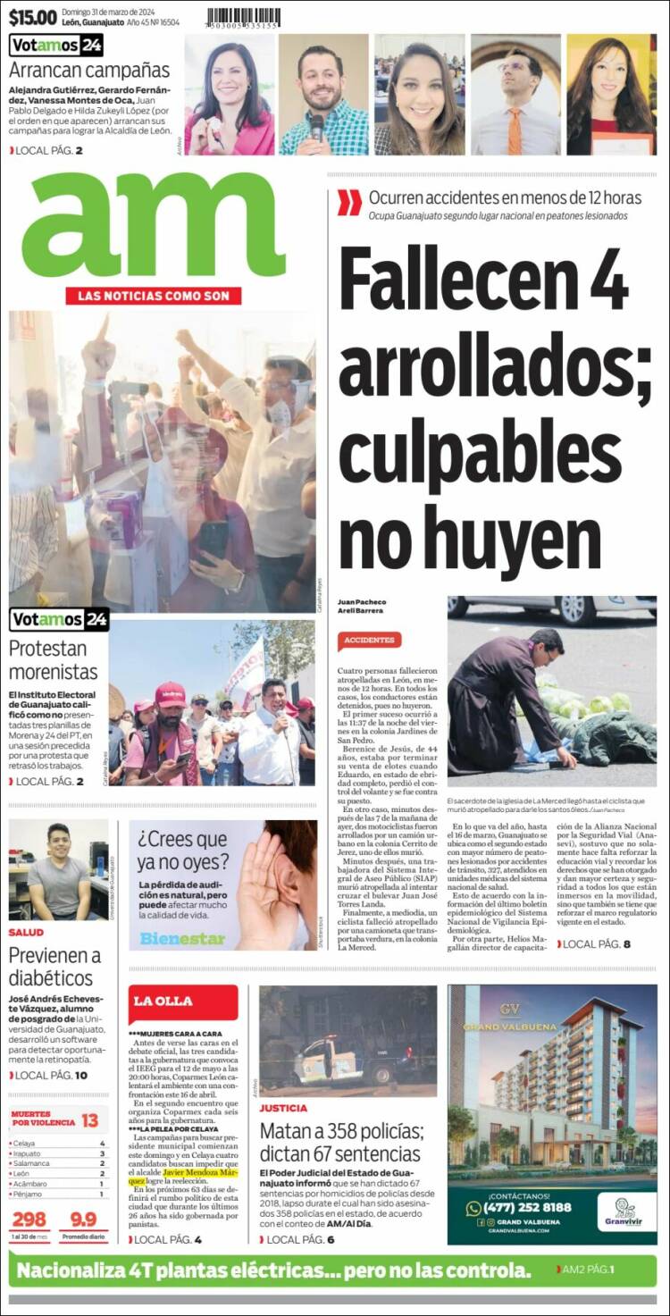 Periódico Al Día A.M. (México). Periódicos de México. Edición de ...