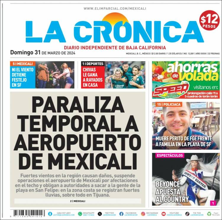 Portada de La Crónica de Baja California (México)