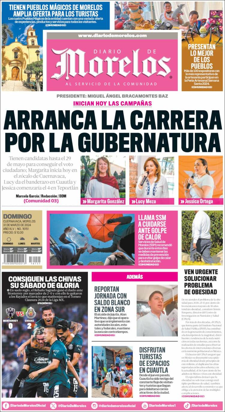Portada de Diario de Morelos (México)