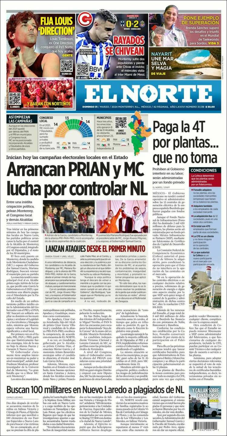 Portada de El Norte (México)