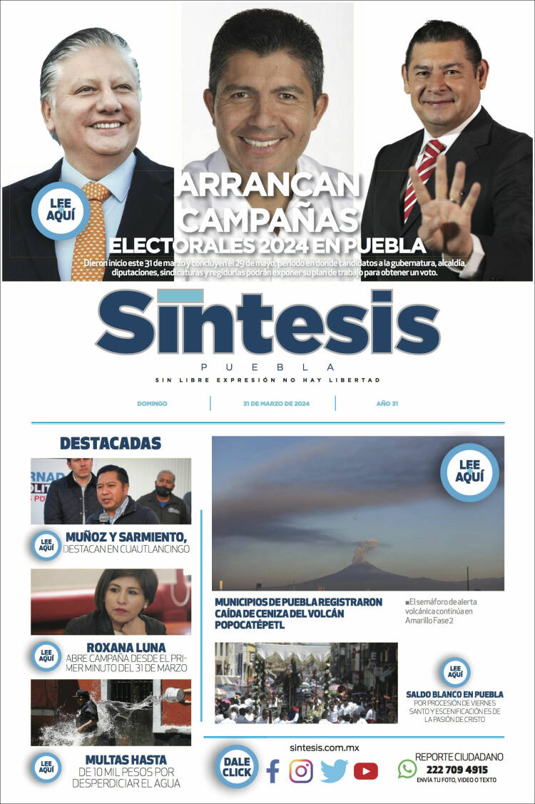 Portada de Síntesis - Puebla (México)