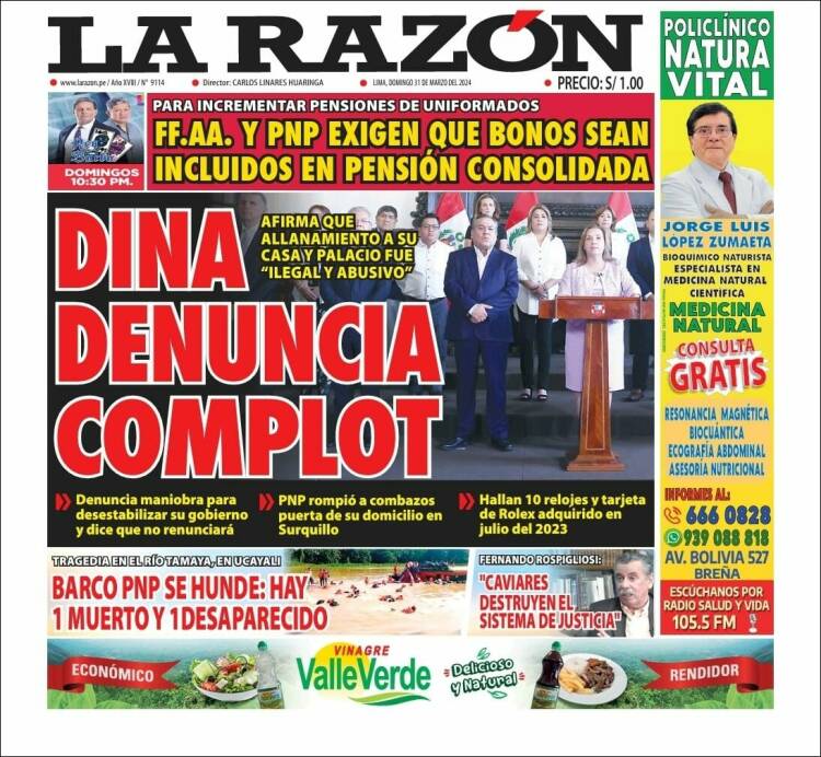 Portada de La Razón (Perú)