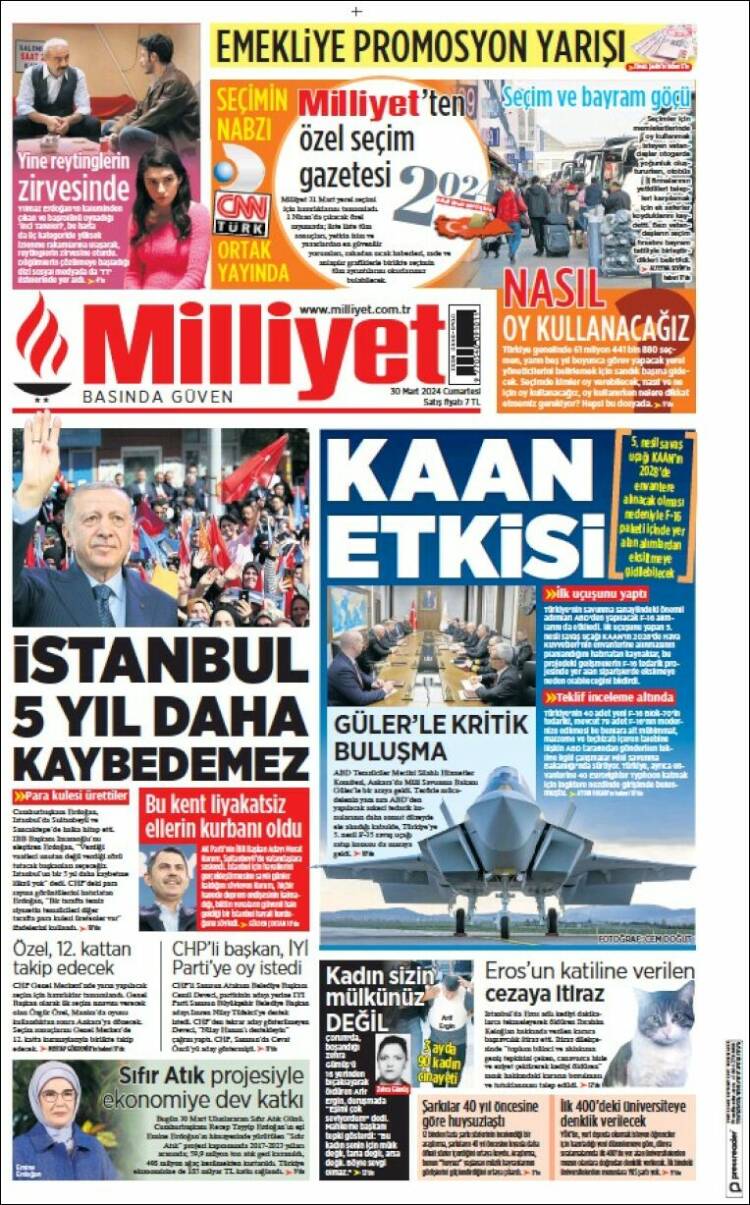 Portada de Milliyet (Turqu&iacute;a)