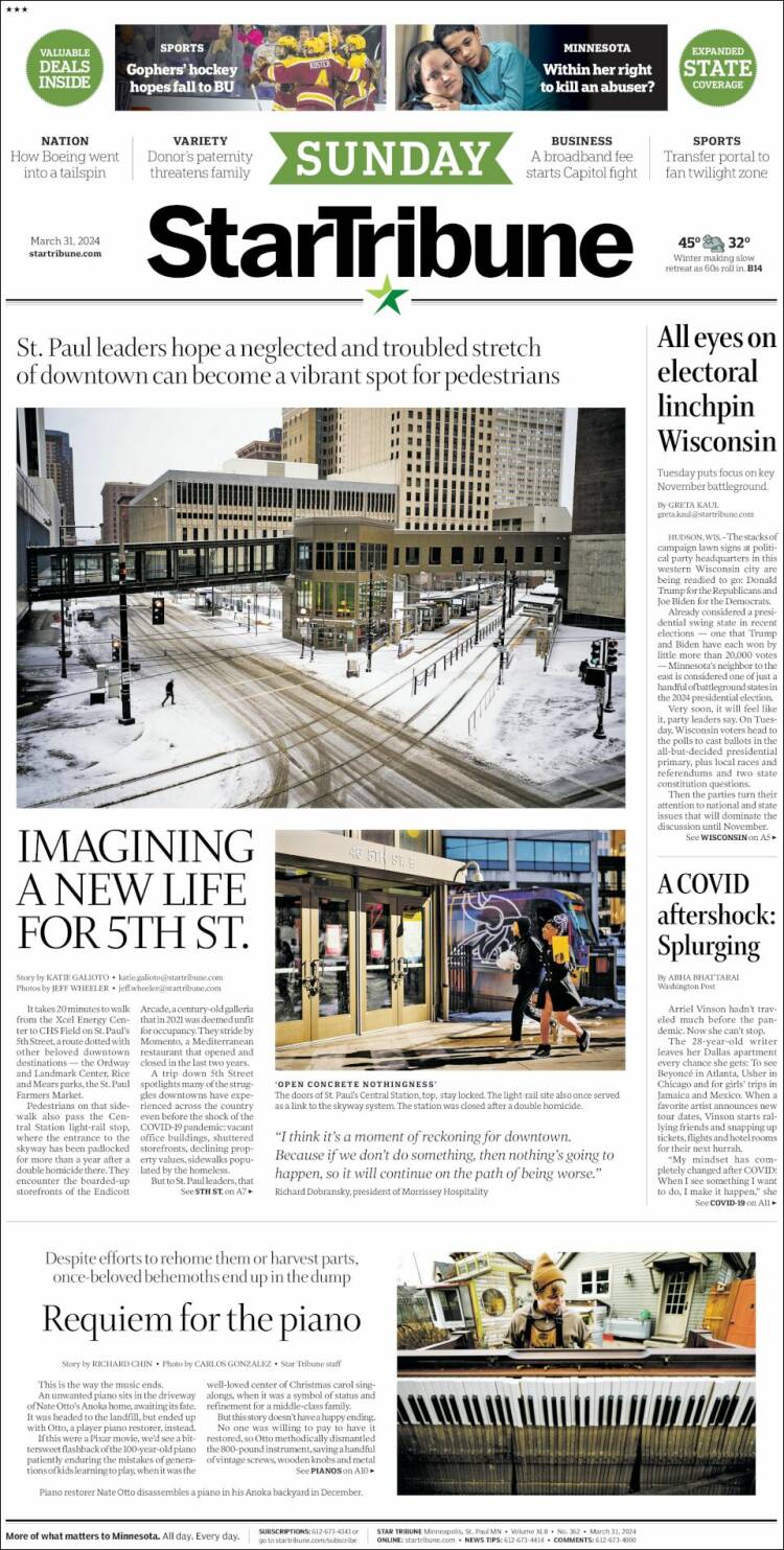 Portada de Star Tribune (USA)