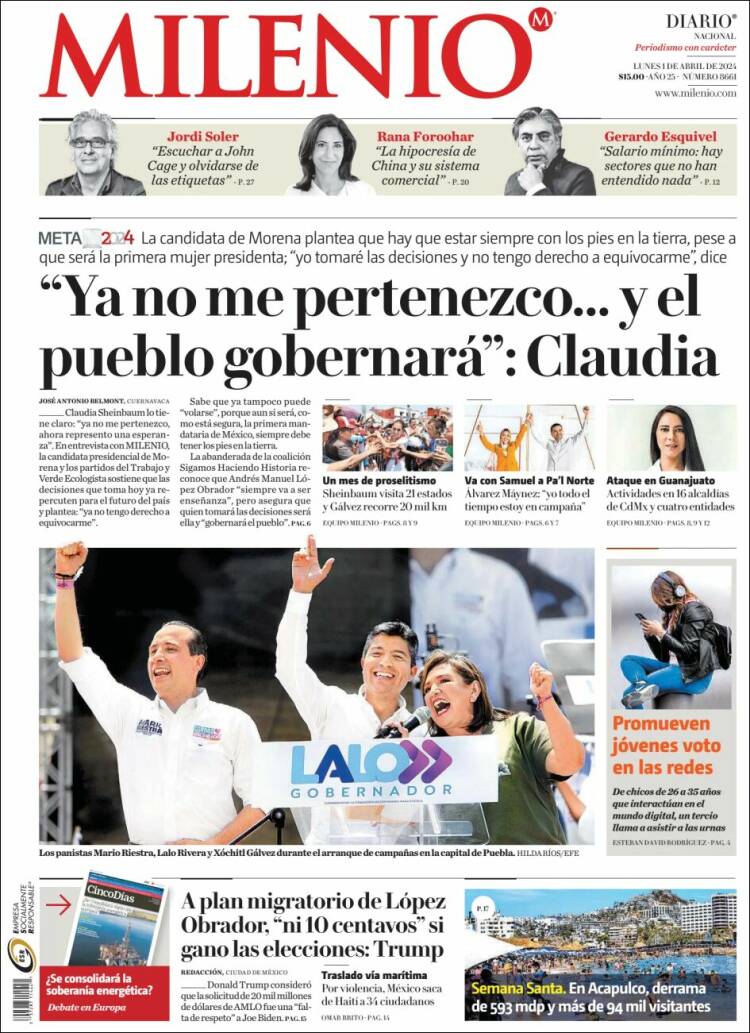 Portada de Milenio (M&eacute;xico)