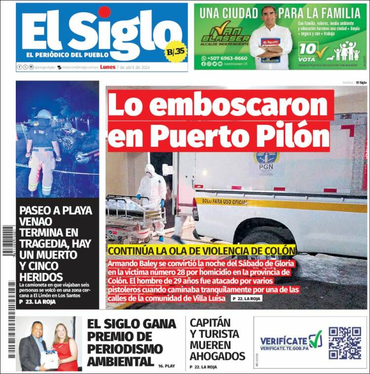 Portada de El Siglo (Panam&aacute;)