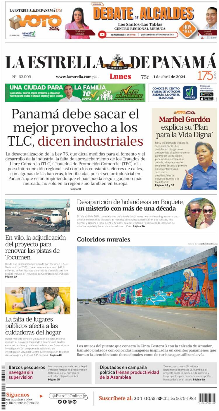 Portada de La Estrella de Panamá (Panam&aacute;)