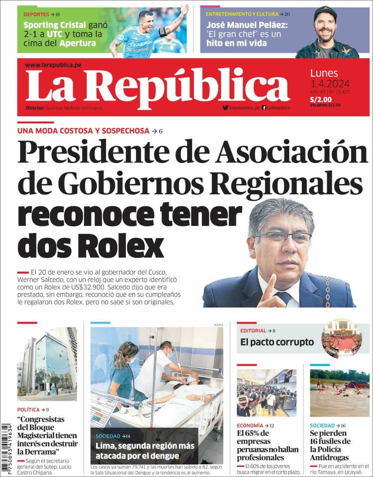 Portada de La Republica (Perú)
